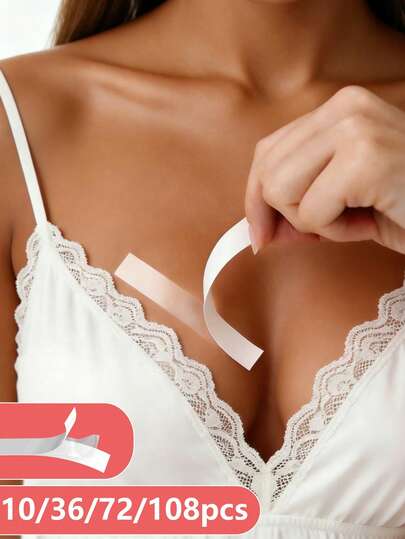 10/36/72/108 piezas Cinta de moda, Cinta invisible de doble cara, Sostén adhesivo, Cinta para el pecho, Pegatinas fijas, Cinta corporal de verano, Artículos esenciales de viaje, Accesorios de vacaciones, Festival/Boda/Camping/Baño/Viaje, Artículos esenciales de vacaciones, Regalos para mujeres, Halloween