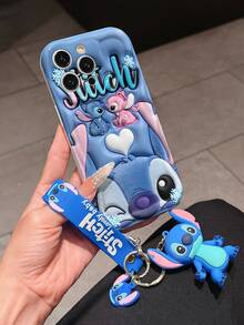 Disney Lilo And Stitch Phone Case : 3D Fluffy Pattern Border Protector Phone Soft Phone Case With A Free Cute Stitch Bracelet Chain Lanyard, Stitch, Lilo, Angel, For Apple 17 Promax 17 Pro 16 15 14 13 12 11 Pro Max XS Max X XR Soft Cover Summer Phone Case - White - View 3