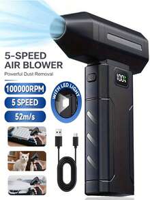 Pembersih Debu Nirkabel Bertenaga Tinggi 108.000 RPM, Kipas Pendingin Pribadi dengan Baterai Isi Ulang 2600mAh, 6 Kecepatan yang Dapat Diatur, Cocok untuk Membersihkan Keyboard, Komputer, Mobil, dan Rumah - Peniup - View 2