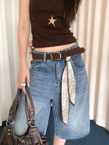 2 Retro Coffee Colored Waistbands, Providing Women With High-End Texture, Can Be Paired With Jeans And Decorative Accessories - Multicolor - View 3