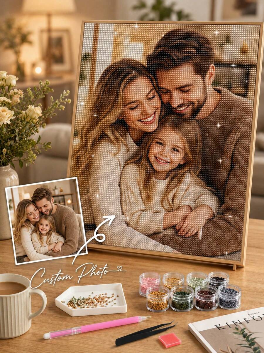 Custom 5D Diamond Painting Kit, Upload Your Own Photo, Personalized DIY Diamond Art For Back To School Season, Full Drill High Definition Canvas, Multiple Sizes Available, Includes Resin Diamonds And Tools, Suitable For Students, Friends, Couples As Customized Photo Gifts, Dorm Decor - Multicolor - View 1