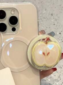 1PC Ins Style Fresh Fruit Oil Painting Banana Apple Pear Magnetic Holder, Suitable For All MagSafe Phone Airbag Holders, Is A Portable And Practical Phone Case Accessory, Compatible With IPhone 11/12/13/14/15/16/17 Models, As Well As Various Apple And Android Phone Cases. It Is A Thoughtful Gift For Birthdays, Anniversaries, Spring And Summer Holidays, And For Family And Friends. - Multicolor - View 5