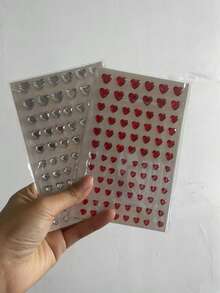 2 piezas de pegatinas de strass 3D para la cara, patrón de corazón con ojo rasgado, colores brillantes, decoración de maquillaje para fiesta, duraderas, estilo Y2K, para Navidad, San Valentín y festival de música, decoración con brillo para cara, Body, uñas y cabello - Multicolor - Ver 12