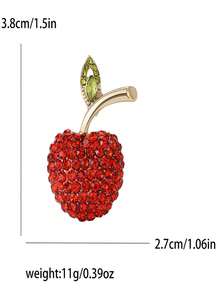 1pc Small Apple Brooch, Fashionable Creative Versatile Suit Coat Lapel Pin - Red - View 4