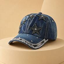 Unisex Rhinestone Five-Point Star Baseball Cap, Vintage Style Sun Hat, Suitable For Spring And Summer Daily Wear - Pentagram - View 20