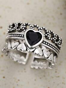 1pc Charming Heart-Shaped Ring, Suitable For Women To Wear, Suitable For Wedding, Engagement, Anniversary Party, Valentine's Day Gift - 1# - View 15