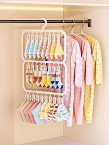 1 pieza Tendedero plegable con pinzas, material plástico, adecuado para secar ropa de bebé, calcetines, gorros, baberos, etc., tendedero y estante de almacenamiento a prueba de viento con pinzas, tendedero de calcetines para mujer, percha para ropa interior, estante de almacenamiento de accesorios, tendedero multifuncional para dormitorio, habitación, armario, balcón y exterior - Multicolor - Ver 5