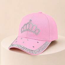 1pc Women's Y2K Style Rhinestone Crown Baseball Cap, Colorful Crystal Embellished Washed Baseball Cap - Crown - View 20
