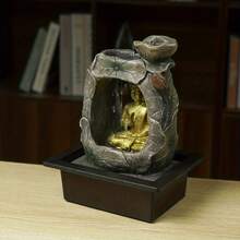 Buddha Statue Waterfall Fountain Ornament, Desktop Decoration, Creative Water Curtain, Flowing Water Wealth Transfer, USB Power Supply, Suitable For Meditation, Suitable For Various Room Types, Cafes, Yoga Studios, Clubs, Study Rooms, Bedrooms, Etc - JZ051 - View 6