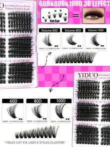Conjunto de Cílios Fofos YIDUO 1400 Peças, Cílios Cartoon Úmidos Brilhantes Macios Finos e Fofos 40D 50D 60D 80D 9-16mm Comprimento Contínuo Curva D Cílios Individuais Inclui Cílios Inferiores Cartoon Fada Conjunto Completo Ferramentas DIY para Cílios Adequado para Iniciantes Essencial para Viagem Presente para Mulheres DIY em Casa - Multicolorido - Visão 5
