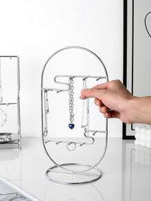 Exquisite Creative Metal Jewelry Stand With Tray, Used For Storing And Displaying Necklaces, Earrings And Bracelets. Earring Display Rack, Can Store Necklaces, Earrings And Bracelets, Perfect Storage Solution For Bedroom, Bathroom Or Office Desk, Suitable For Christmas, Thanksgiving, Valentine's Day, New Year And Mother's Day Gifts, Thoughtful Gift For Women And Girls. - Multicolor - View 4