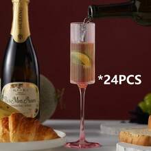 Plastic Champagne Flute, 5.5oz Ribbed Unbreakable Stemware, Reusable Champagne Toasting Cup - Modern Elegant Style, Suitable For Weddings, Parties, Anniversaries, Christmas And Birthday Celebrations, 5.5oz - Ribbed Design - Pink - View 7