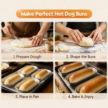 5/10pcs French Hot Dog Bread Mold - Open Long Tray, Hard Anodized Aluminum Durable, Non-Stick Easy Release, French Bread Mold, Perfect For Pita Bread, Ideal For Christmas, Eid, Ramadan, Halloween, Mother's Day And Daily Baking - Baking Tray - View 5