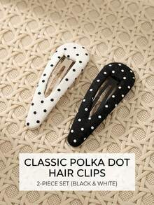 4 piezas Elegantes Pinzas para el Cabello Vintage con Lunares Negros & Blancos, Pinzas para Flequillo & Laterales, Accesorios Versátiles para Peinados Casuales, Adecuados para la Escuela, Salidas, Fotografía, Pinzas de Garra - Multicolor - Ver 7