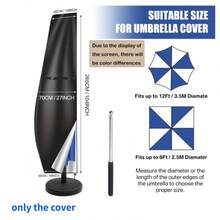 Large Outdoor Garden Umbrella Cover With Support Pole, Made Of Durable Polyester Material, UV Protection, Adjustable Drawstring And Windproof Buckle, Suitable For Garden, Patio And Pool Area - Black - View 8