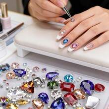 WENSIDUO Rhinestone Jahit, 50/300 PCS Rhinestone Kaca Jahit dengan Pengait Logam, Bentuk Campuran untuk Kostum, Pakaian, Busana, Gaun, Anting, Sabuk, dan Sepatu - Rhinestones yang dijahit tangan - View 6