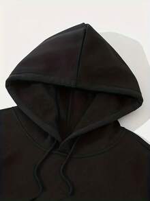 Moletom com Capuz e Cordão Estampado para Homens - Preto - Visão 4
