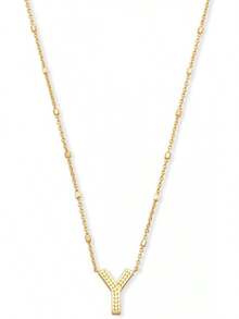Kendra Scott Collar con colgante de letras A-Z para mujer, joyería de moda, latón chapado en oro de 14 quilates - Letra A - Ver 10