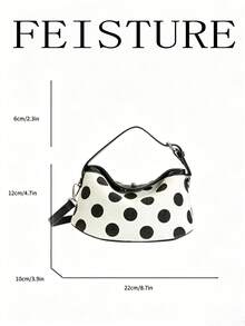 1pc Polka Dot Print Women's Handbag, Fashionable Shoulder Crossbody Bag, Suitable For Girls, Women, College Students, New Professionals And White-Collar Workers, Perfect For Work, Business, Commuting, School - White - View 8