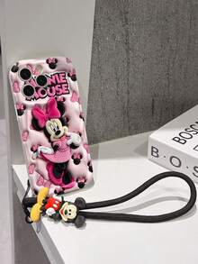 Funda de teléfono Disney Mickey Mouse Clubhouse: Protector de borde con patrón esponjoso 3D, funda de teléfono suave con una cadena de pulsera Mickey Mouse linda gratis, Mickey Mouse, Minnie Mouse, Pato Donald, Pato Daisy, Goofy, Pluto, para Apple 17 Promax 17 Pro 16 15 14 13 12 11 Pro Max XS Max X XR, funda suave de verano - Blanco - Ver 5