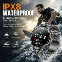 KENPANG 2026 New Men's Outdoor Sports Smart Watch, Built-In 1400mAh Battery, Red & White LED Flashlight, 24/7 Health Monitoring, 120+ Sports Modes, Wireless Call, Message Notifications, Weather, 1.7-Inch HD Screen, IPX8 Waterproof, Fitness Tracker For Men - View 9