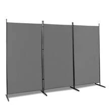 6FT Gray Trifold Foldable Partition Screen, 160g Polyester Cloth With Carbon Steel Frame & Plastic Feet, Privacy Divider For Bedroom Dorm Decor - 1 - View 7