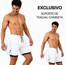 Men's 2-In-1 Running Shorts With Cell Phone Pocket For Training, Gym, Fitness, Comfortable, Quick-Drying - White - View 3