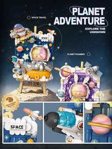LOZ 700+PCS Balok Bangunan Astronot Perjalanan Luar Angkasa, Model Bangunan Jelajah Planet, Lukisan Balok Bangunan 3D, Set Balok Bangunan Rakitan, Dekorasi Ruang Tamu, Suvenir Koleksi - MultiWarna - View 5