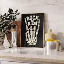 1 pieza Decoración de pared de esqueleto de moda Rock The Night para Halloween, estampado de otoño, decoración de otoño linda, póster de arte de pared en lienzo de temporada de terror, adecuado para decoración del hogar, dormitorio, sala de estar, regalo de cumpleaños y graduación, decoración de Halloween, regalo de Halloween, decoración del Día de Todos los Santos, regalo del Día de Todos los Santos - A - Ver 3