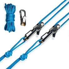 Rope Tightening Tool & Tensioner: Retractable Rope With Alloy Buckle For Outdoor Enthusiasts - Perfect For Camping Tent Building, Tarp Tie Downs, Hammock Installation & Outdoor Gear Securing (3) - 2 Ropes 2 Hooks - View 1