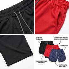 2 In 1 Sports Shorts, Pink Hair Elf Frieren & Assassin Yor  Anime Print Quick Dry Workout Shorts - 紅色 - 查看 8
