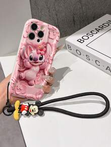 Disney Lilo And Stitch Phone Case : 3D Fluffy Pattern Border Protector Phone Soft Phone Case With A Free Cute Stitch Bracelet Chain Lanyard, Stitch, Lilo, Angel, For Apple 17 Promax 17 Pro 16 15 14 13 12 11 Pro Max XS Max X XR Soft Cover Summer Phone Case - White - View 6