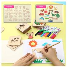 Children's Educational Toys, Including A Wooden Drawing Template Set, Coloring Puzzles, And A Drawing Board, Is Very Suitable As A Gift For Easter And Thanksgiving. Random Style - Multicolor - View 1
