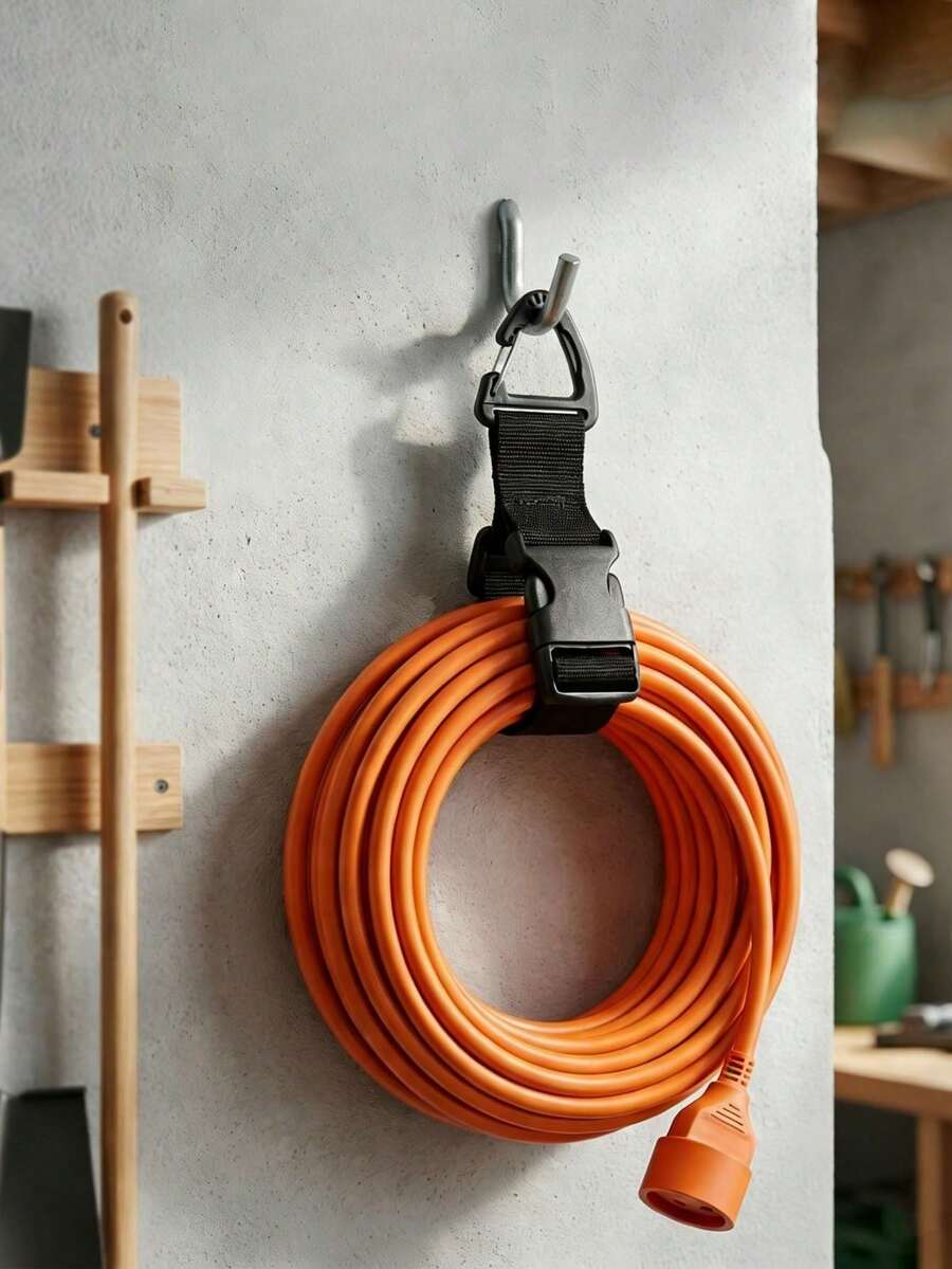2件組重型黑色尼龍紮帶套件，可調節園藝水管束帶，適用於工具、電纜、水管、繩索與袋子，可重複使用，適用於園藝用品、車庫收納、戶外儲藏室