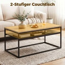Coffee Table With Shelf, Modern Industrial Style, Lounge Table For Living Room Or Bedroom, 100 X 59 X 47 Cm, Oak. - Oak - View 3