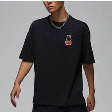 Nike ORDAN Men's New Round Neck Printed Casual Sports Short Sleeve T-Shirt HM4898-010 - Black - View 1