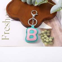 1pc Back To School Daily Dopamine Dual-Color PU Leather Letter Keychain, Full 26 Letters Lobster Clasp Backpack Pendant - Multicolor - View 18