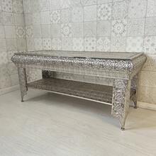 DOWNTON INTERIORS UK Silver TV Stand Unit With Shelf Embossed Metal Moroccan Style - Silver - View 6