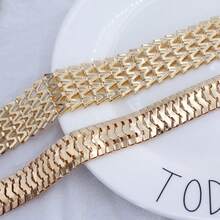 Cadena Decorativa para Cintura de Mujer, Cinturón Ajustable con Gancho Metálico, Accesorio Colgante - Dorado - Ver 4