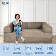 Sofá Cama Teddy Smooth |   Diseño Convertible |   Hecho 100% de Espuma |   Comodidad y Versatilidad |   200x100x65 cm (Azul Marino) - Gris pardo - Ver 5