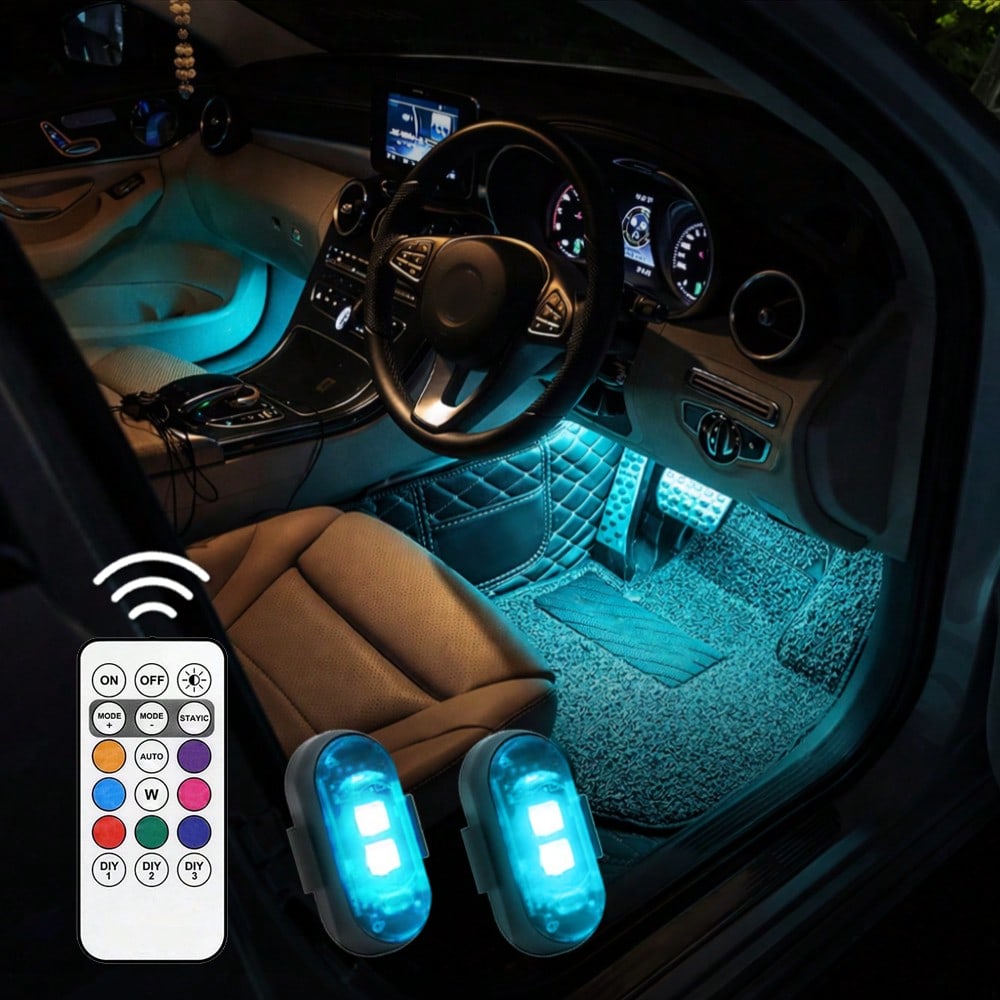 Tutu Car Led Light Set Of 2 Rechargeable RGB Car Footwell Lights