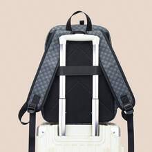 SHILAN Simple Striped Decor Daily Backpack Hardwearing Printed Fabric Top Handle Design Spacious Storage Outdoor Sports Business Travel Shoulder Bag - Black - View 6