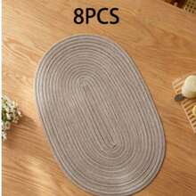 1 buah/4 buah/8 buah Alas Piring Oval Anti Selip Tahan Panas, Cocok Untuk Dapur, Ruang Makan, Pesta Luar Ruangan, Terutama Untuk Perjamuan dan Acara Liburan - Light Grey - View 14
