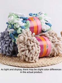 4pcs/8m Soft Fuzzy Yarn Loops, Suitable For DIY Crafting Dolls, Bags, Sweaters, Blankets, Etc. 100g/Pc - Multicolor - View 3