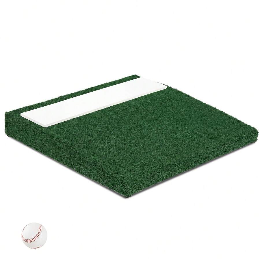 27" X 27" X 4" Portable Pitchers Mound With Baseball, 0.4" PE Synthetic Turf Lightweight Portable Pitching Mound, Weather Resistant Training Pitcher Platform For Youth Teen Adult Baseball Softball Backyard Outdoor Practice Training Equipment - Green - View 1