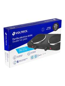 Parrilla Eléctrica Doble Quemador Tipo Disco, Indicadores de Termostato Encendido, Distribución Uniforme de Calor - Negro - Ver 4