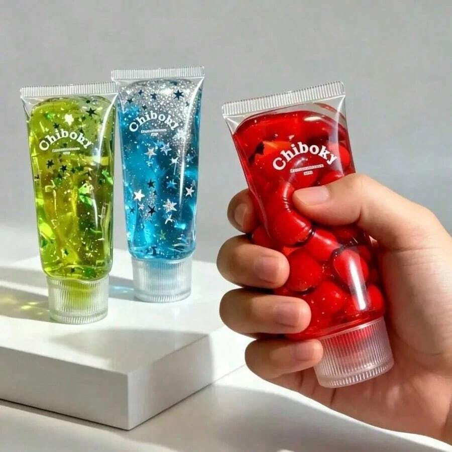 1pc Aesthetic Red Cherry Squeeze Tube Toy, Non-Elastic Toothpaste Squeeze Toy, Heavy Clay Feel Sensory Stress Relief Fidget Toy, Relieve Stress And Anxiety, Cute Desk Decor