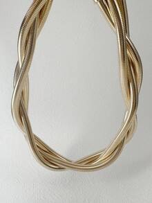 imoli 1 Set/Kalung Lilit Elastis Berlapis Logam Tebal Bertekstur Tabung Ular Gaya Bohemian, Cocok untuk Liburan Pantai Musim Panas Wanita, Kantor Sehari-hari, Hadiah Perhiasan Pesta Koktail - 33138-nek-G-EP - View 6