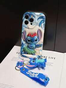 Disney Lilo And Stitch Phone Case : 3D Fluffy Pattern Border Protector Phone Soft Phone Case With A Free Cute Stitch Bracelet Chain Lanyard, Stitch, Lilo, Angel, For Apple 17 Promax 17 Pro 16 15 14 13 12 11 Pro Max XS Max X XR Soft Cover Summer Phone Case - 白色 - 查看 5