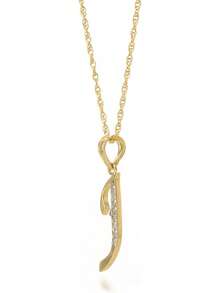 Collar con colgante de oro amarillo macizo de 14 quilates con inicial GG en forma de J con diamantes naturales fabricado en Estados Unidos, acabado de rodio hecho a mano - Gargantilla de 16 pulgadas - Ver 6